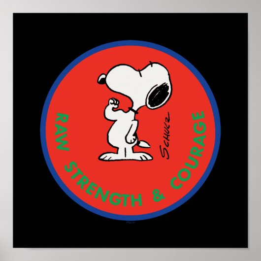 Poster cacahuètes | Snoopy Raw Force & Courage Badge (Devant)