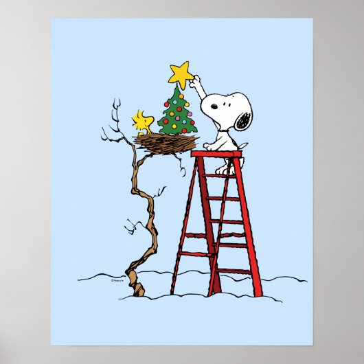 Poster cacahuètes | Snoopy & Woodstock Arbre de Noël (Devant)