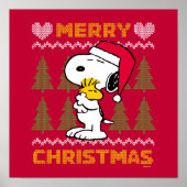Poster cacahuètes | Snoopy & Woodstock Santa Claus Hug (Devant)