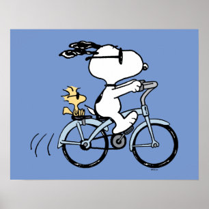 Poster cacahuètes Vélo Snoopy & Woodstock