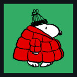 Poster cacahuètes | Veste Snoopy Red Puffer<br><div class="desc">Découvrez ce design amusant de cacahuètes avec Snoopy dans sa veste d'hiver rousse.</div>