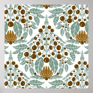 Poster Cacao Art Nouveau et pétoncle Vintage à la menthe