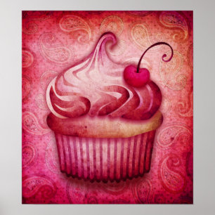 Poster cachemire rose papier de toile