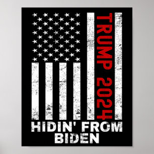 Poster Cachés de Biden Enfants Hommes Drapeau Trump Anti