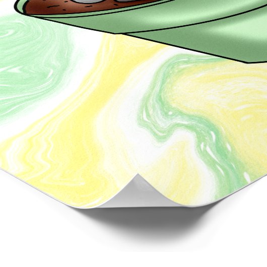 Poster Cactus à main Succulent avec vert et jaune (Coin)