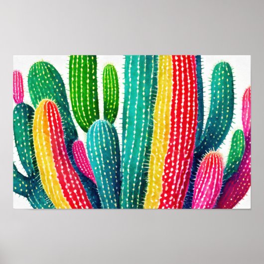 Poster Cactus aux couleurs vives (Devant)