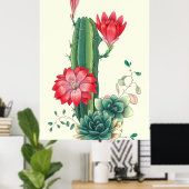 Poster Cactus avec fleurs (Bureau à domicile)