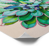 Poster Cactus Bleu et Rose | (Coin)