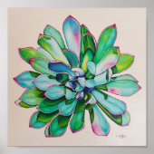 Poster Cactus Bleu et Rose | (Devant)