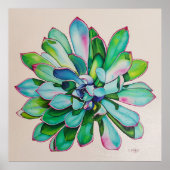 Poster Cactus bleu et rose | (Devant)