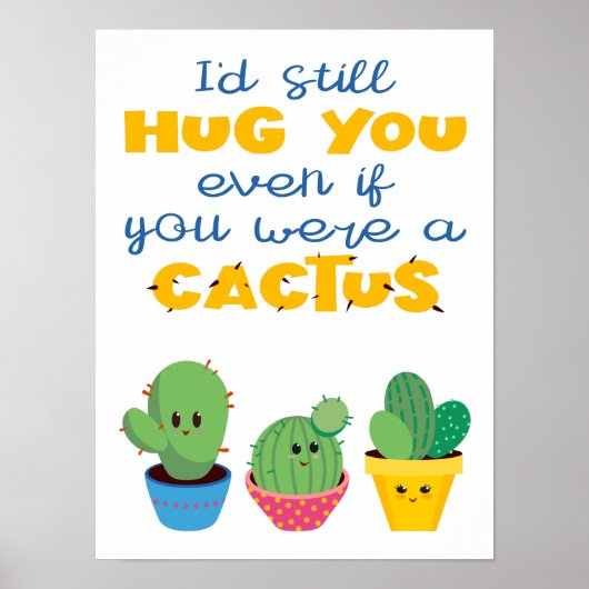 Poster Cactus coloré romantique humour fun Valentine (Devant)