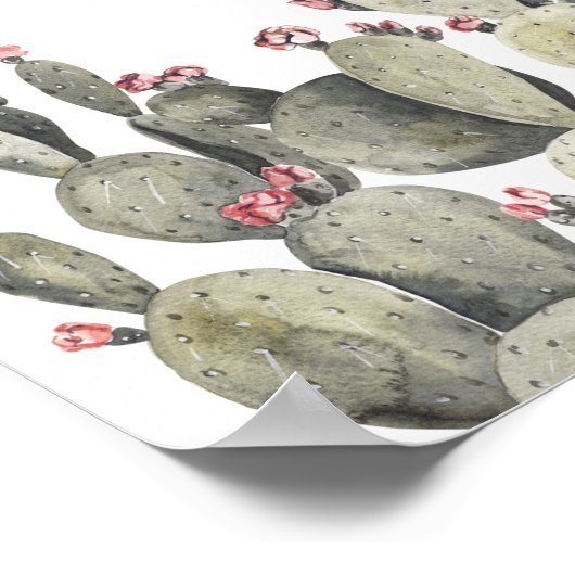 Poster Cactus d'aquarelle verte moderne (Coin)