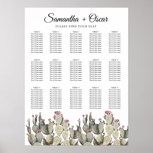 Poster Cactus d'aquarelle verte moderne (Devant)