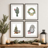 Poster Cactus de Noël avec des lumières