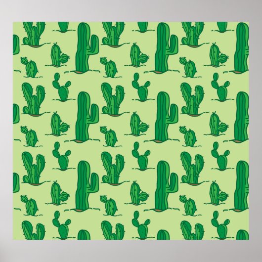 Poster Cactus dessinés à la main : motif sans soudure. (Devant)