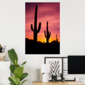 Poster Cactus du Saguaro au lever du soleil, Arizona (Bureau à domicile)