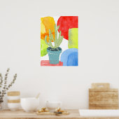 Poster Cactus en pot coloré (Cuisine)
