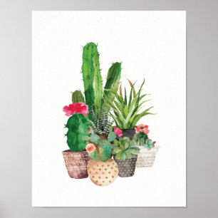 Poster Cactus et Succulents d'aquarelle