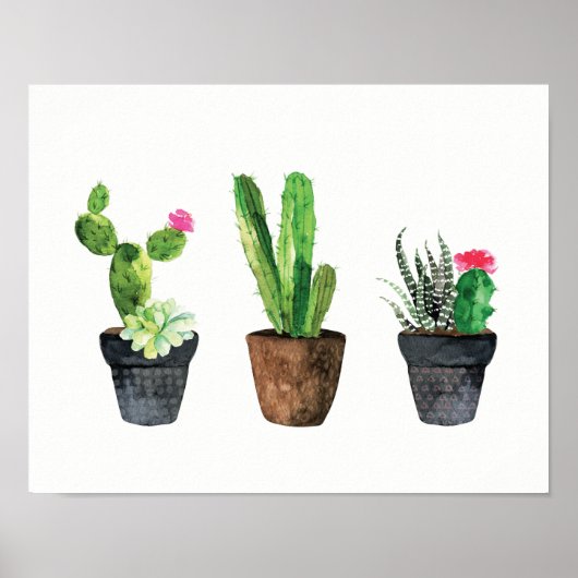 Poster Cactus et trio Succulent deux (Devant)