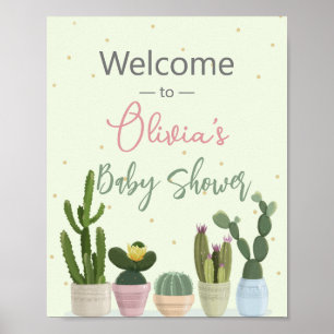 Poster Cactus Fiesta Baby Shower Bienvenue