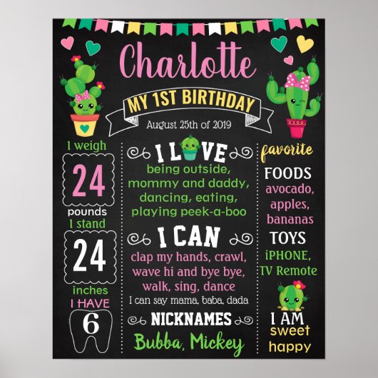Poster Cactus Fiesta Mexicaine Anniversaire (Devant)