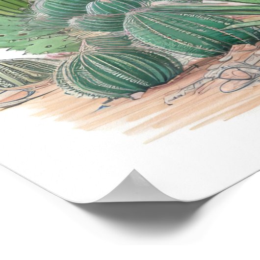 Poster Cactus floral (Coin)