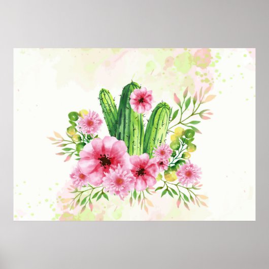 Poster Cactus floral (Devant)