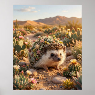 Poster Cactus Hérisson Fleur de Désert