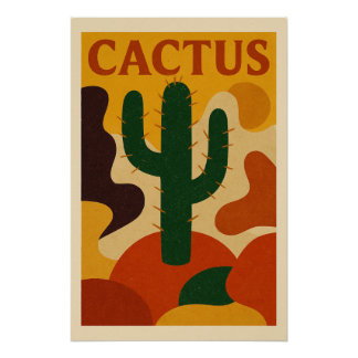 Poster CACTUS – L’élégance minérale du désert stylisé
