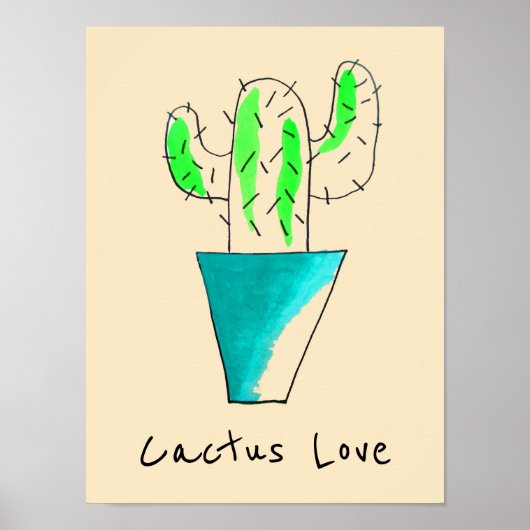 Poster Cactus mexicain art saguaro mignon (Devant)