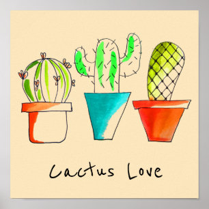 Poster Cactus mexicain mignon illustration art