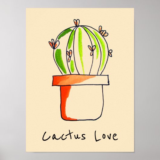 Poster Cactus mexicain mignon illustration art (Devant)
