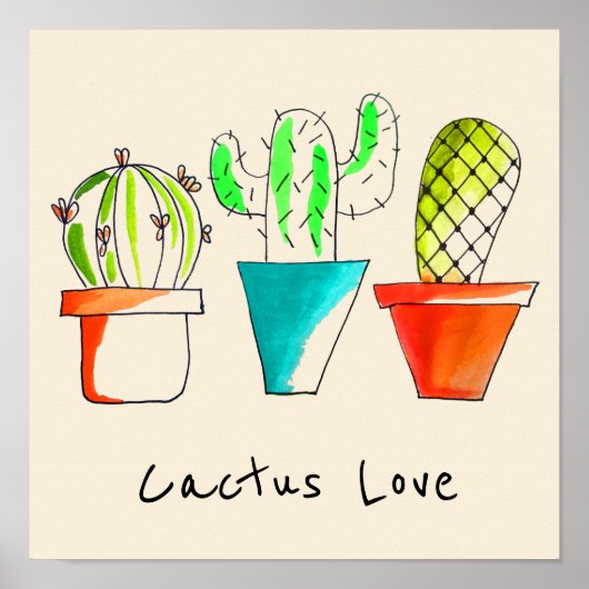 Poster Cactus mexicain mignon illustration art (Devant)
