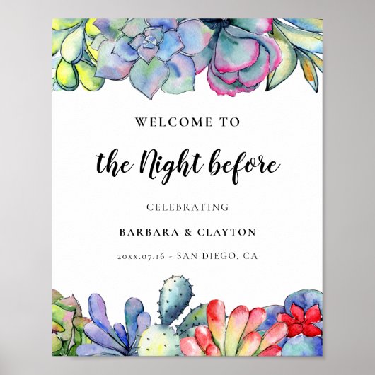 Poster Cactus succulent Bienvenue à la veille (Devant)