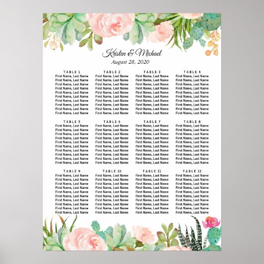 Poster Cactus Succulent Mariage floral (Devant)