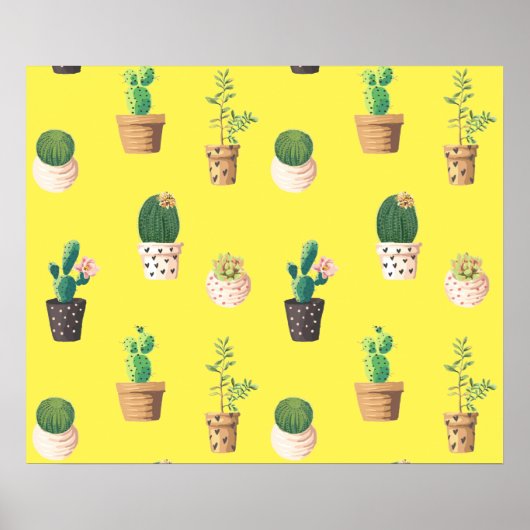 Poster Cactus Succulents de Dessert Vert dans les pots (Devant)
