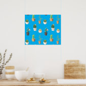 Poster Cactus Succulents de Dessert Vert dans les pots (Cuisine)