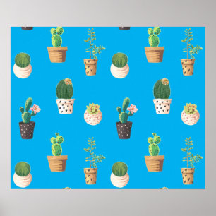 Poster Cactus Succulents de Dessert Vert dans les pots