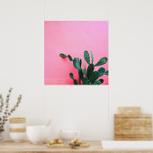 Poster Cactus sur fond rose (Cuisine)