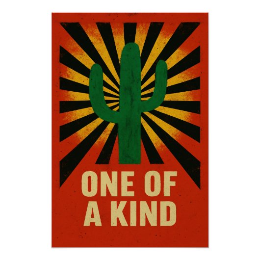 Poster Cactus unique sous un soleil éclatant (Devant)