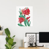 Poster Cactus vert rouge en fleurs (Bureau à domicile)