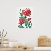 Poster Cactus vert rouge en fleurs (Cuisine)
