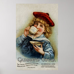 Poster Cadbury's ~ Coca Drinking Chocolate ~ UK 1890