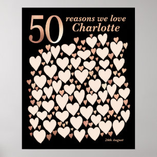 Poster Cadeau 50 Raisons de Vous Aimer - 50e Anniversaire