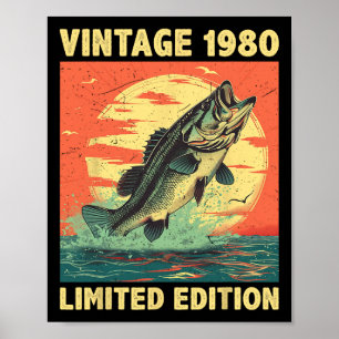 Poster Cadeau âgé de 45 ans 1980 Pêcheur Poisson 45e