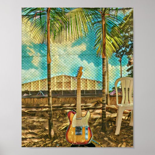 Poster cadeau amant guitare rétro (Devant)