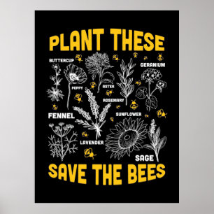 Poster Cadeau apiculteur Plantes Qui Sauvent Les Abeill