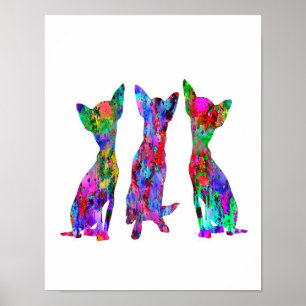 Poster Cadeau artistique coloré Chihuahua   Cadeau pour l