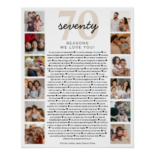 Poster Cadeau commémoratif pour 70 raisons de vous aimer
