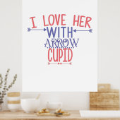 Poster Cadeau Couple Je L'Aime Avec Arrow Cupid (Cuisine)